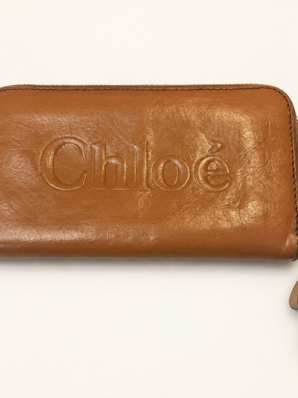 Chloé Brown Leather Zip Around Long Wallet